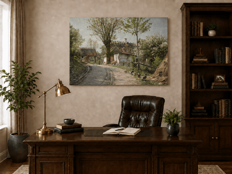 Landscape Oil Painting - Spring Village Road
