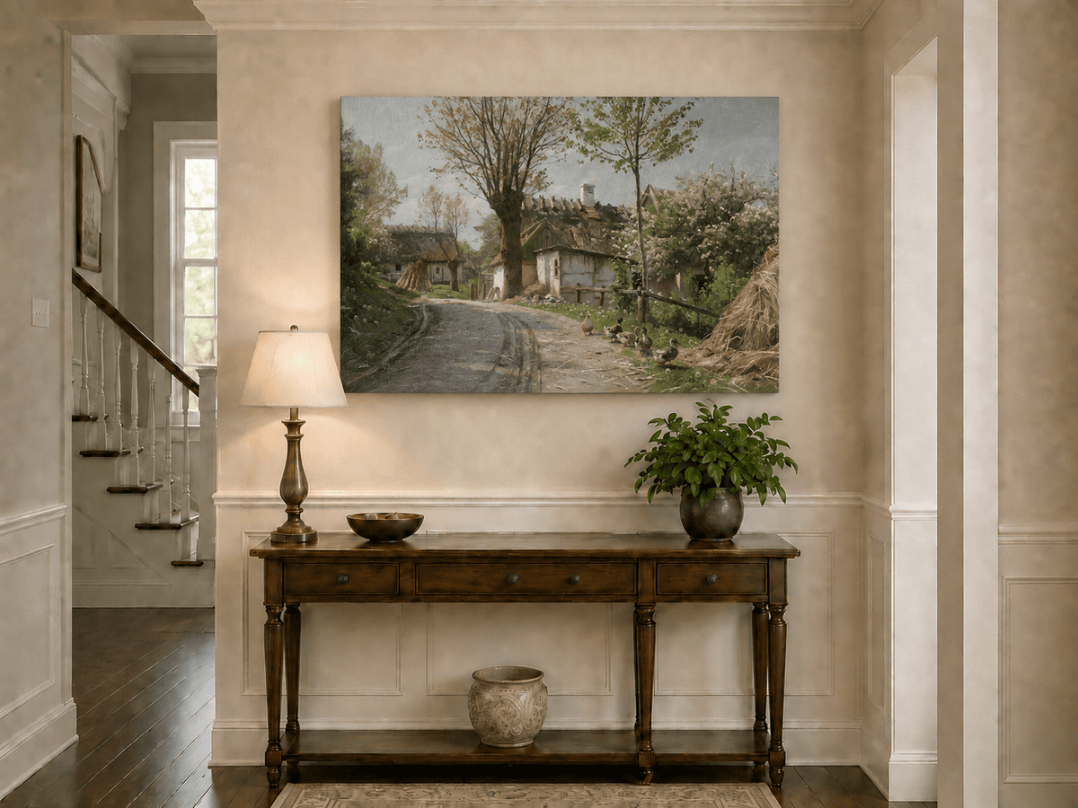Landscape Oil Painting - Spring Village Road