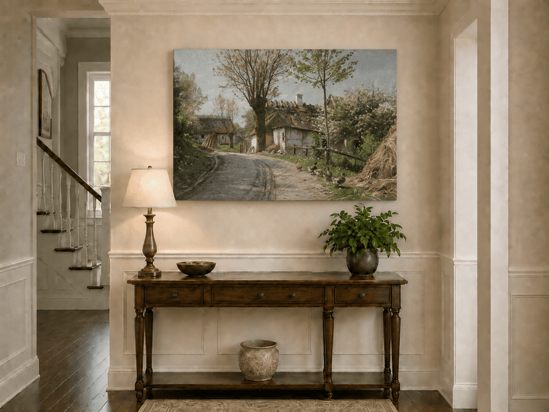 Landscape Oil Painting - Spring Village Road
