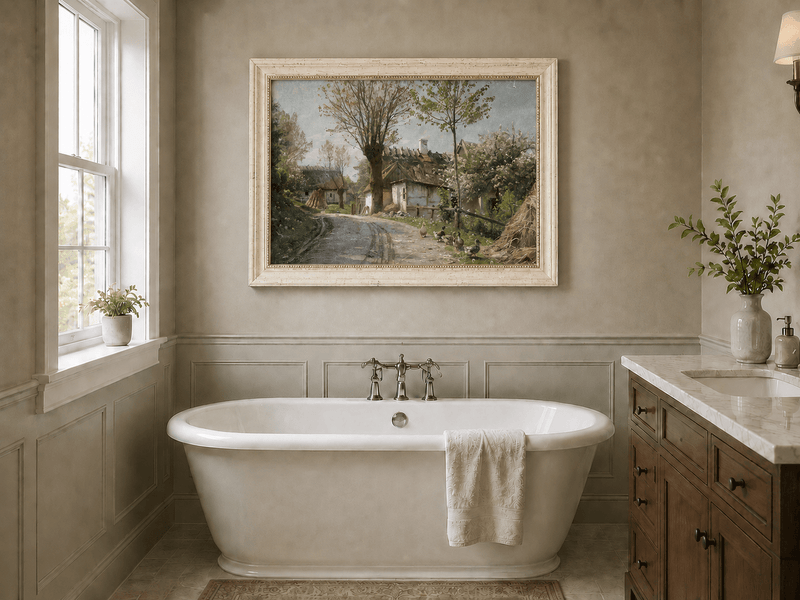 Landscape Oil Painting - Spring Village Road