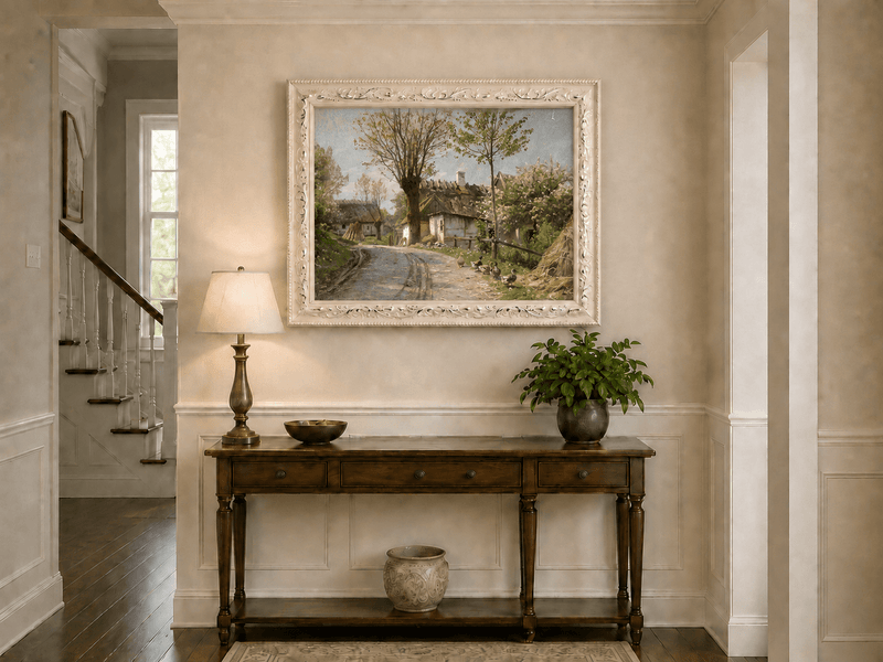 Landscape Oil Painting - Spring Village Road