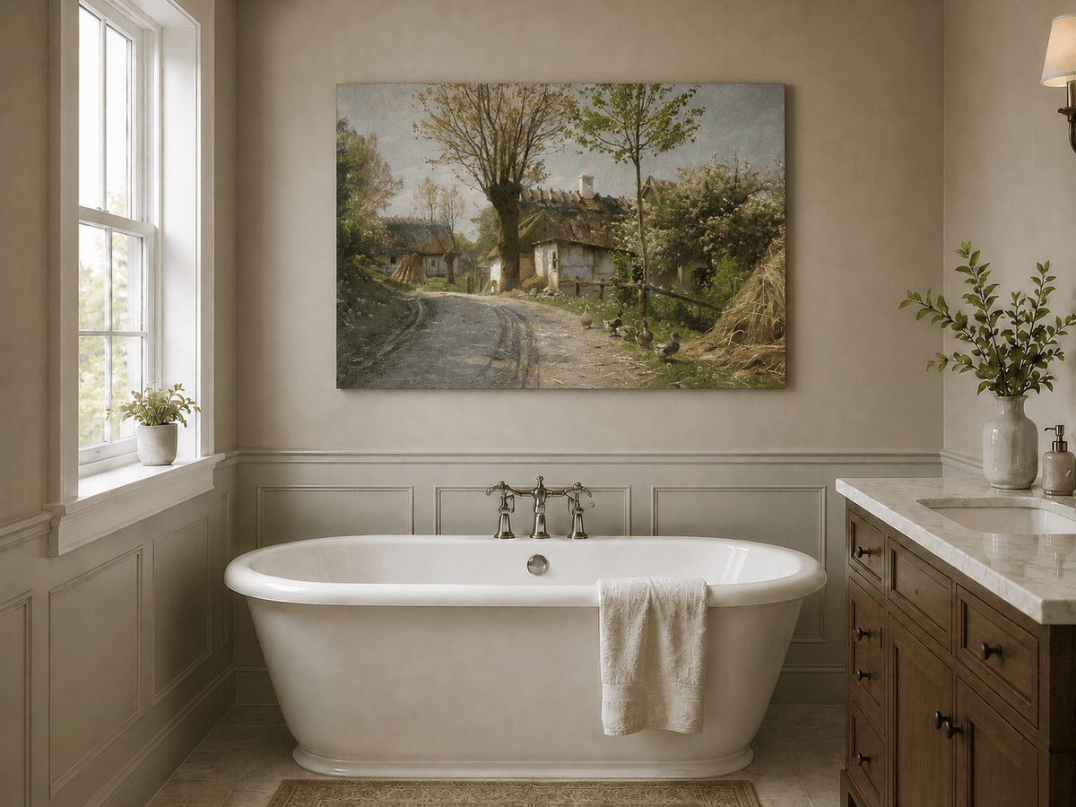 Landscape Oil Painting - Spring Village Road