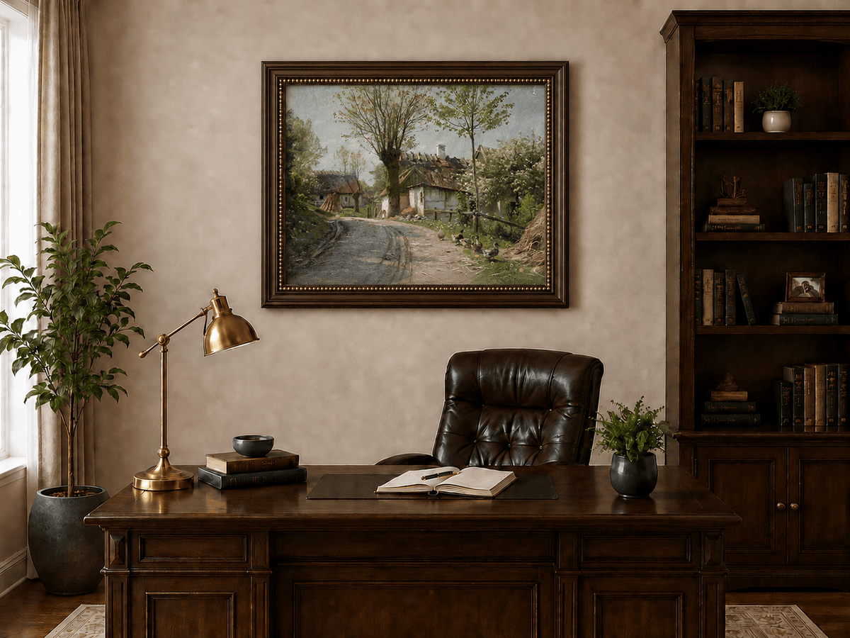 Landscape Oil Painting - Spring Village Road