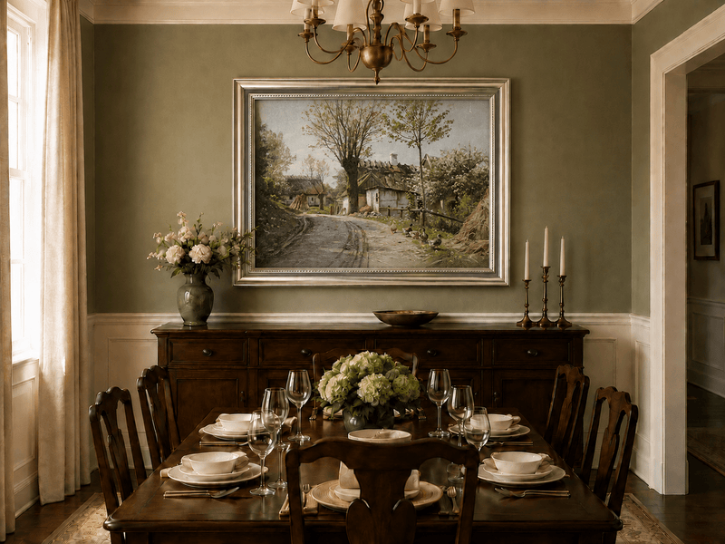 Landscape Oil Painting - Spring Village Road