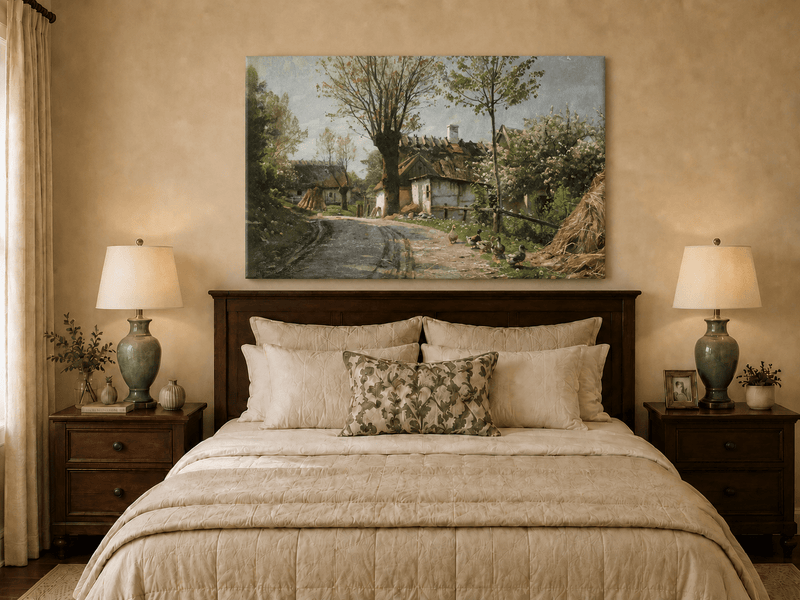 Landscape Oil Painting - Spring Village Road