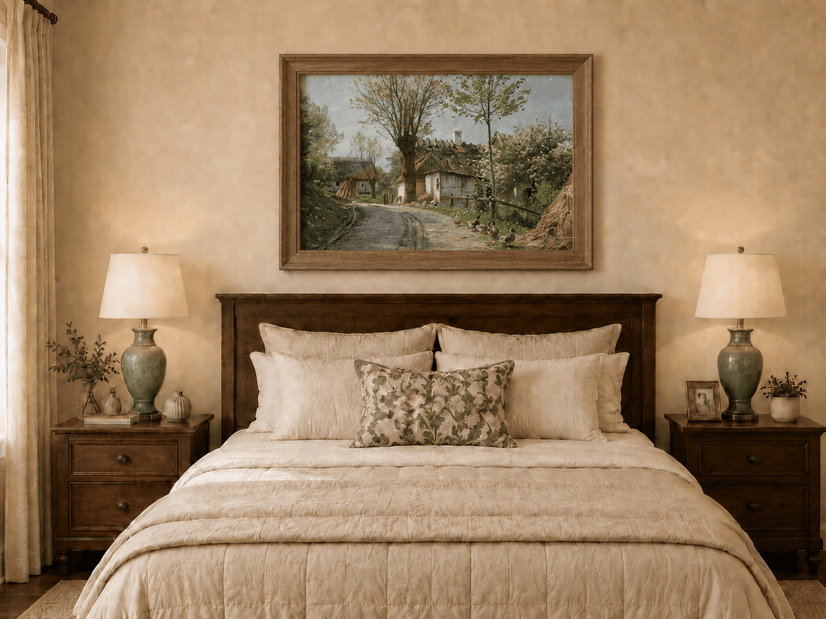 Landscape Oil Painting - Spring Village Road