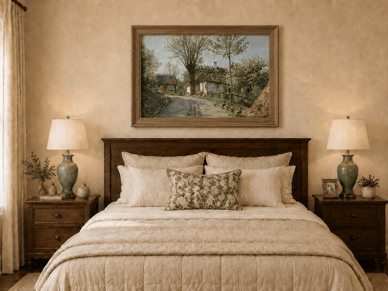 Landscape Oil Painting - Spring Village Road