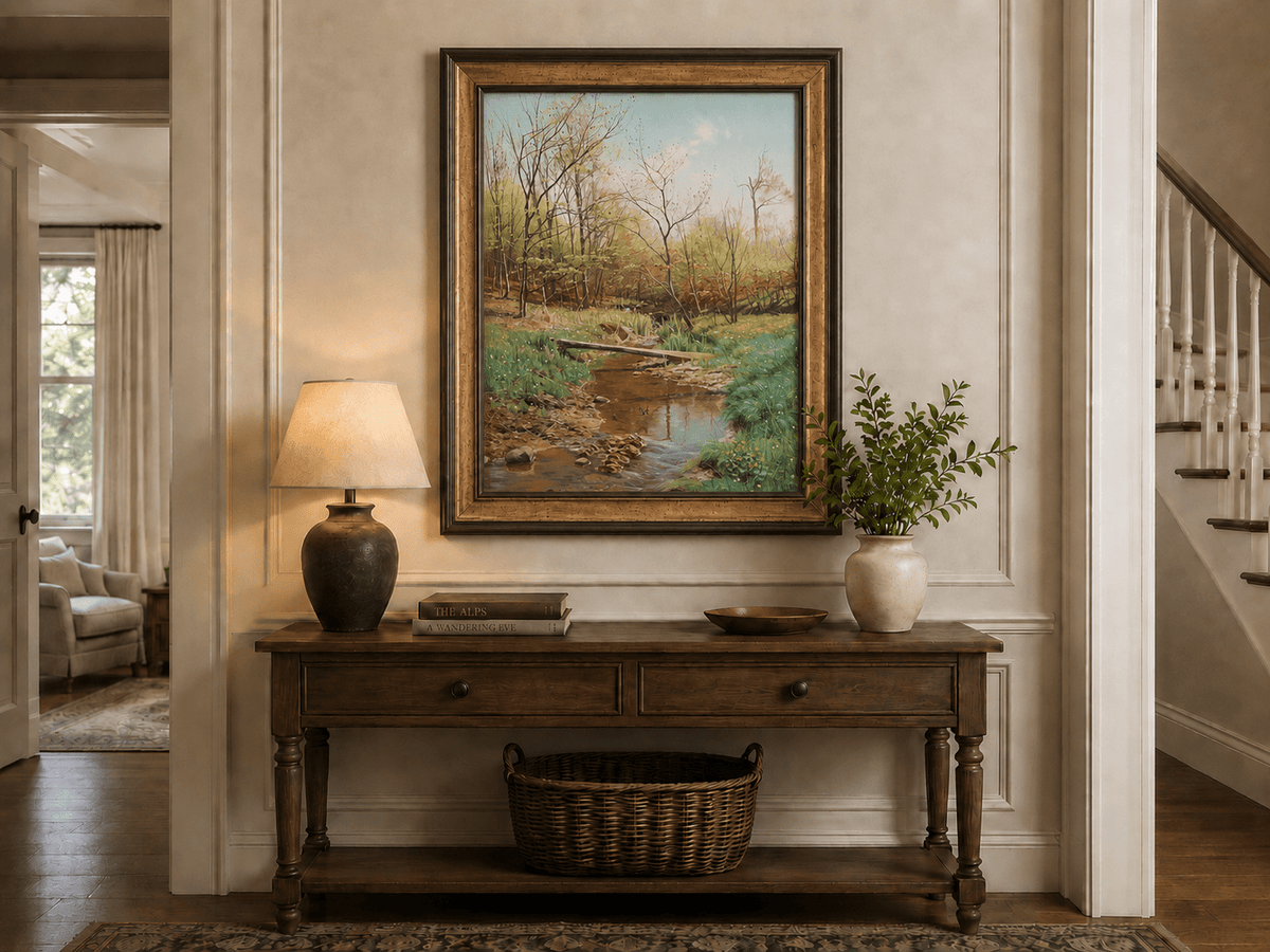 Peinture à l'huile de paysage - Ruisseau de forêt printanier