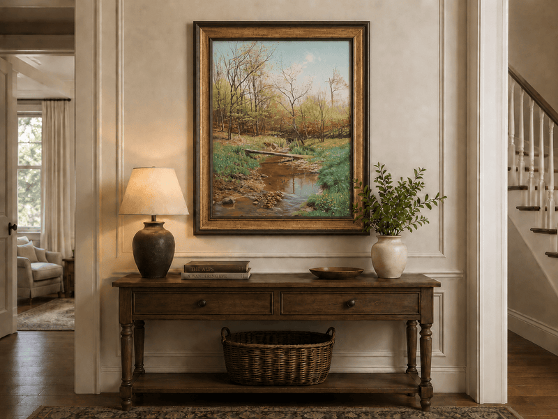 Peinture à l'huile de paysage - Ruisseau de forêt printanier