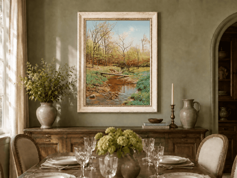 Peinture à l'huile de paysage - Ruisseau de forêt printanier