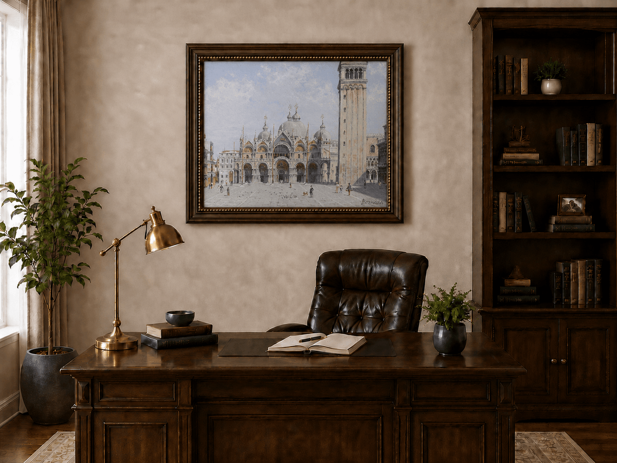 Landscape Oil Painting - St. Mark’s Basilica & Bell Tower, Venice