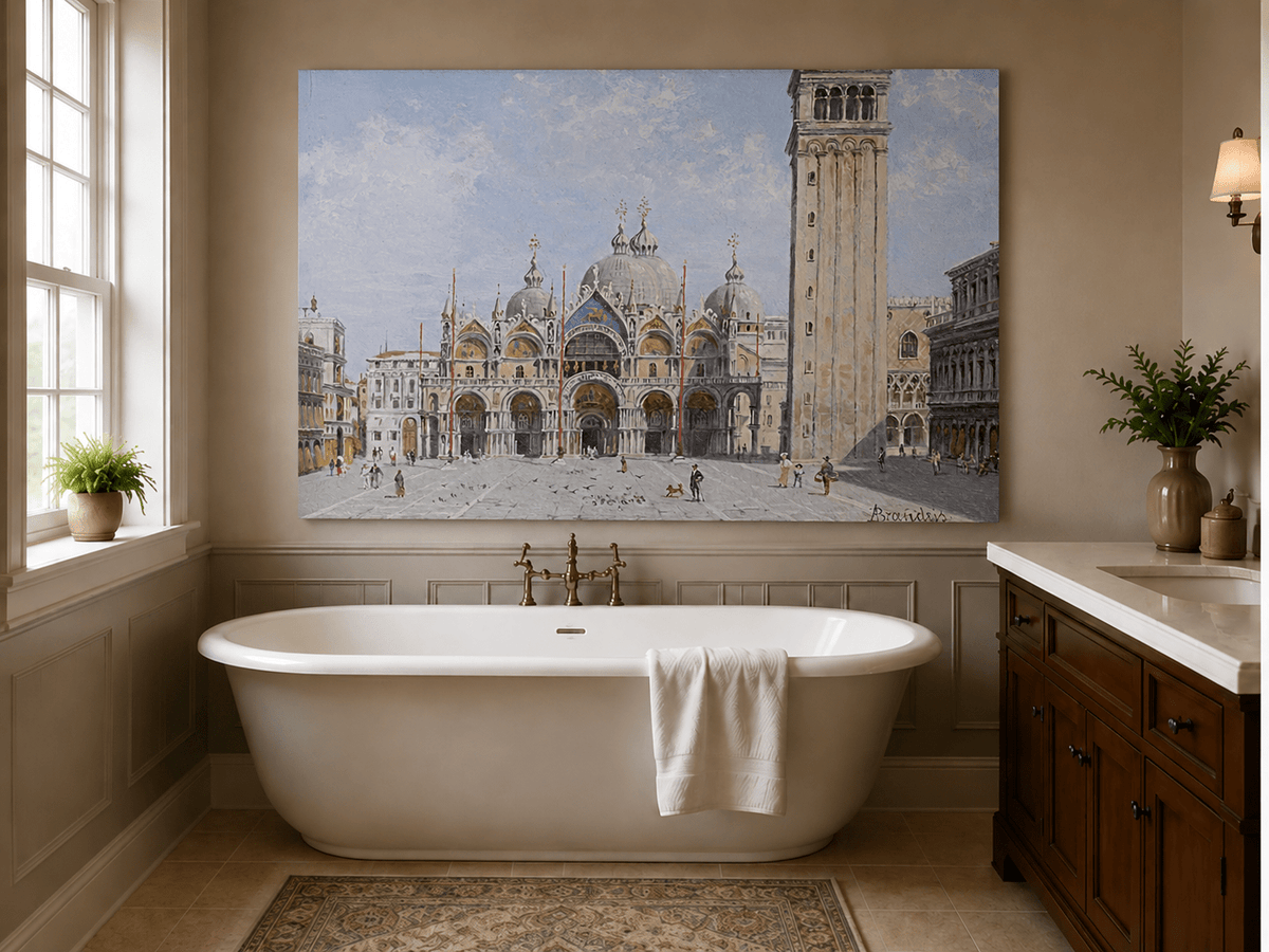 Landscape Oil Painting - St. Mark’s Basilica & Bell Tower, Venice