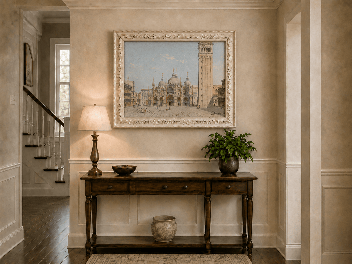 Landscape Oil Painting - St. Mark's Basilica in Venice Square