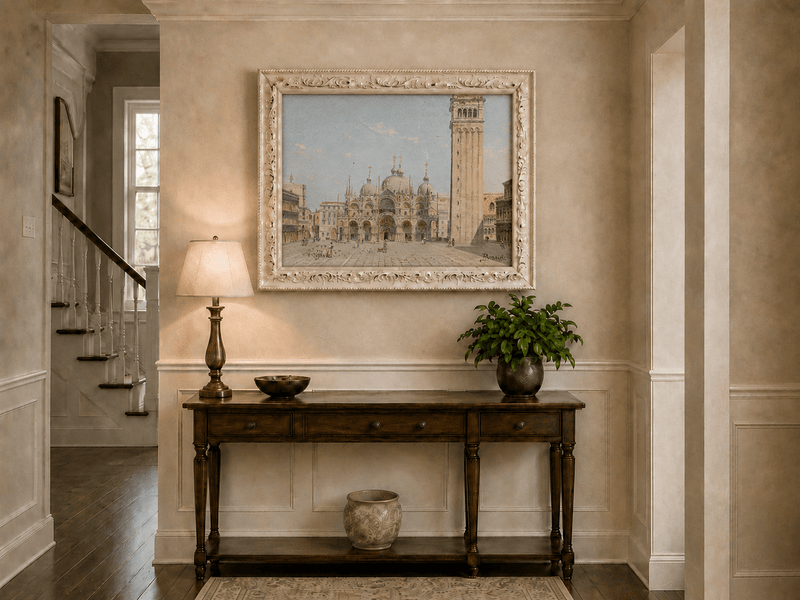 Landscape Oil Painting - St. Mark's Basilica in Venice Square