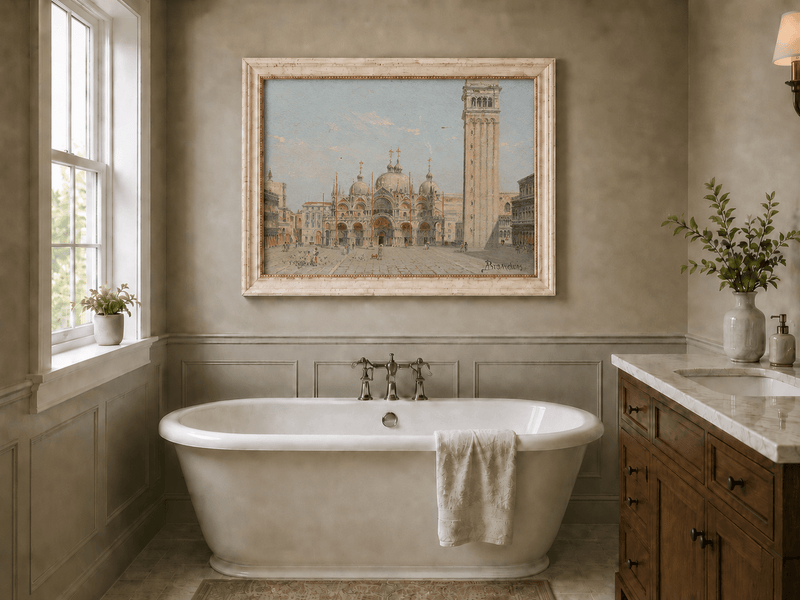Landscape Oil Painting - St. Mark's Basilica in Venice Square