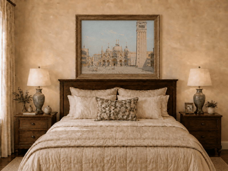 Landscape Oil Painting - St. Mark's Basilica in Venice Square