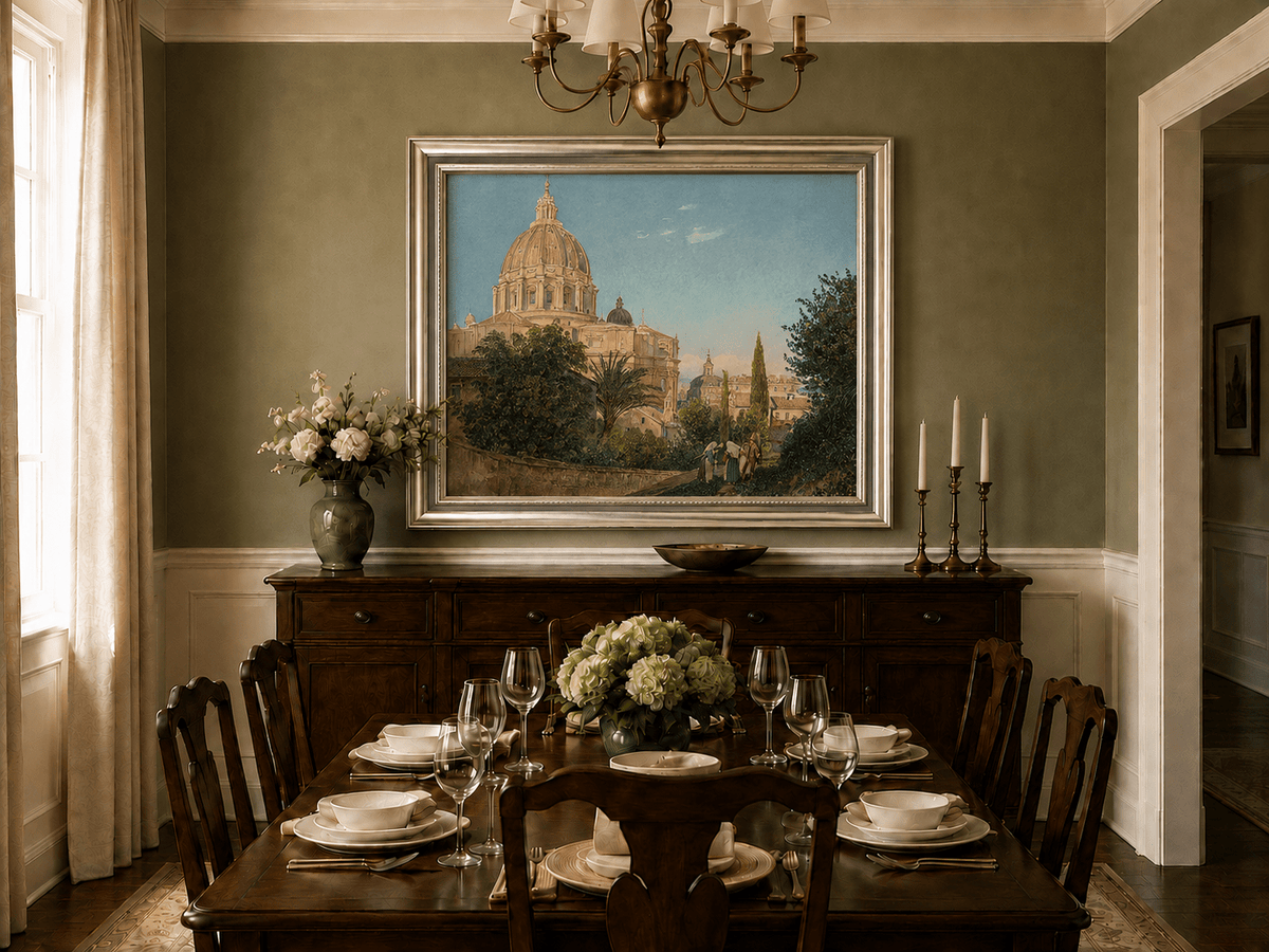 Landscape Oil Painting - St Peter’s Dome and Vatican Garden