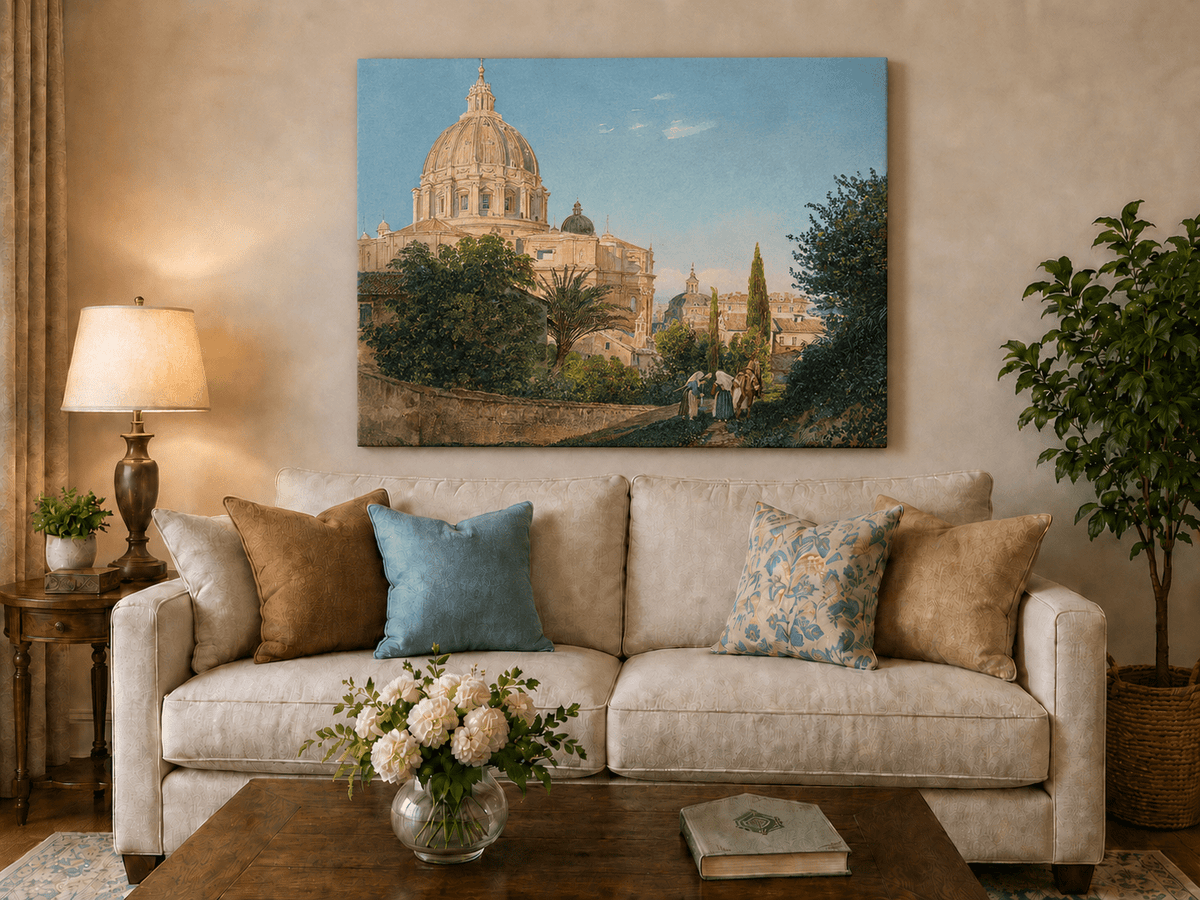 Landscape Oil Painting - St Peter’s Dome and Vatican Garden
