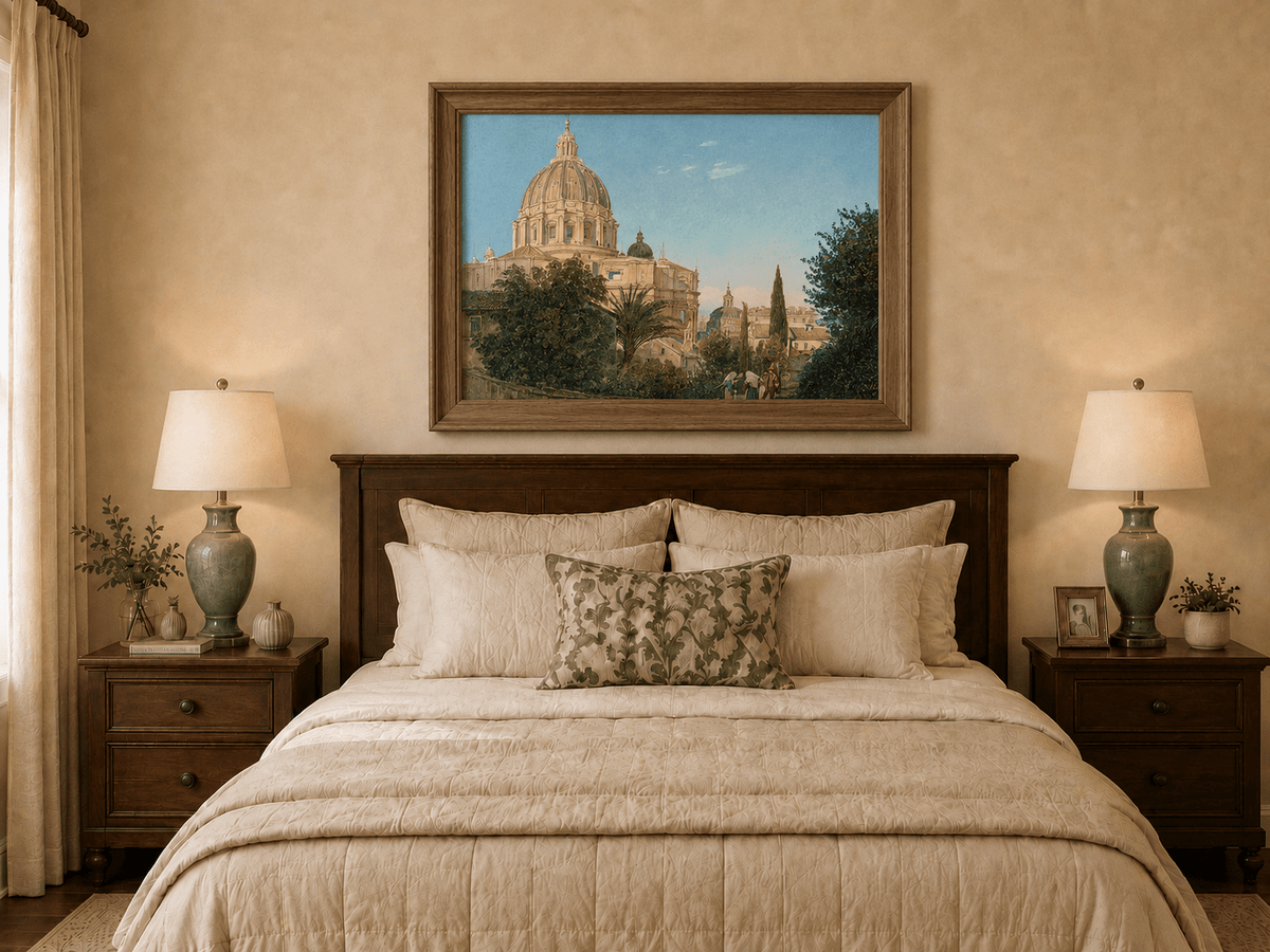 Landscape Oil Painting - St Peter’s Dome and Vatican Garden