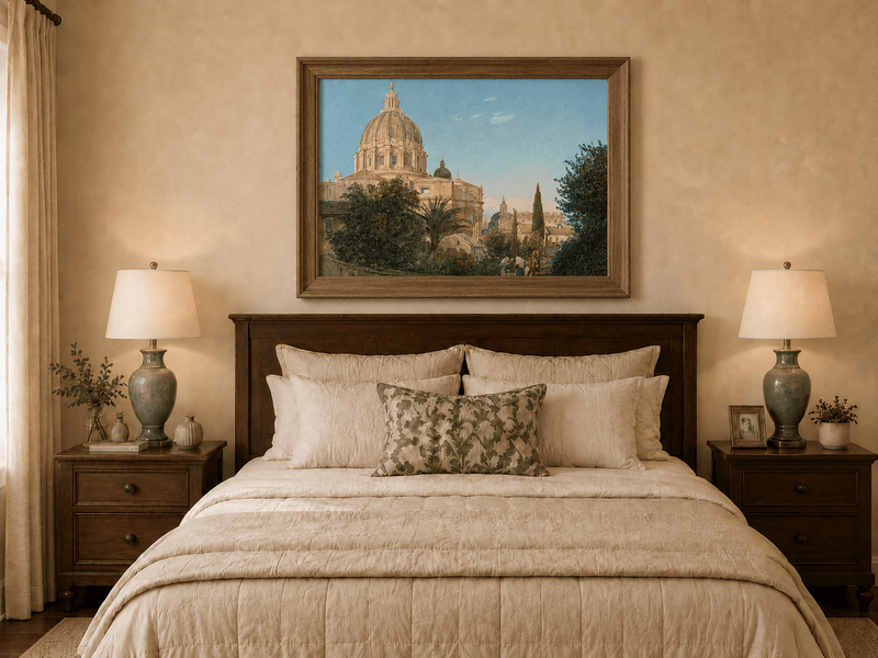 Landscape Oil Painting - St Peter’s Dome and Vatican Garden