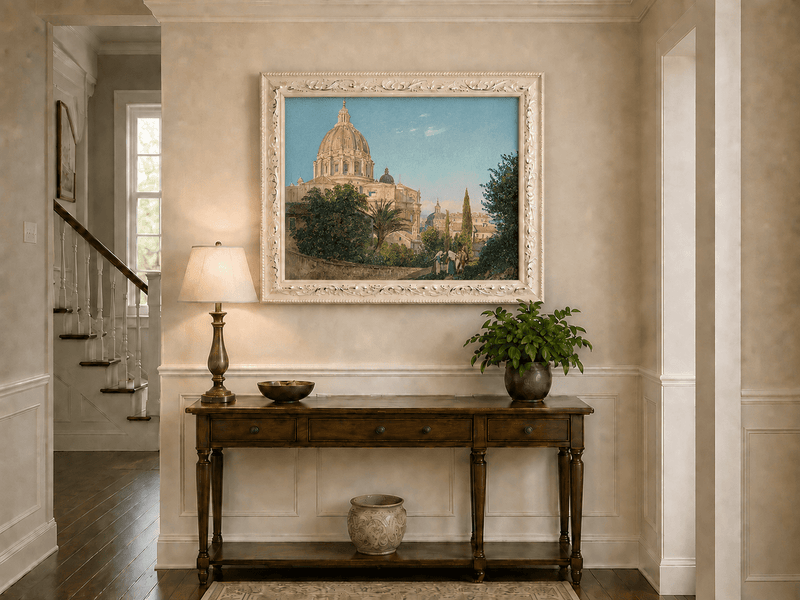 Landscape Oil Painting - St Peter’s Dome and Vatican Garden