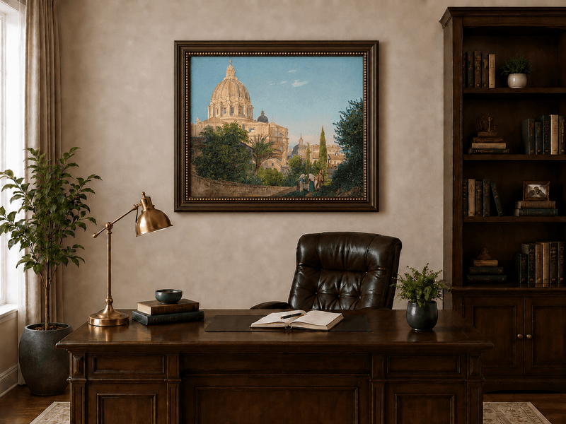 Landscape Oil Painting - St Peter’s Dome and Vatican Garden