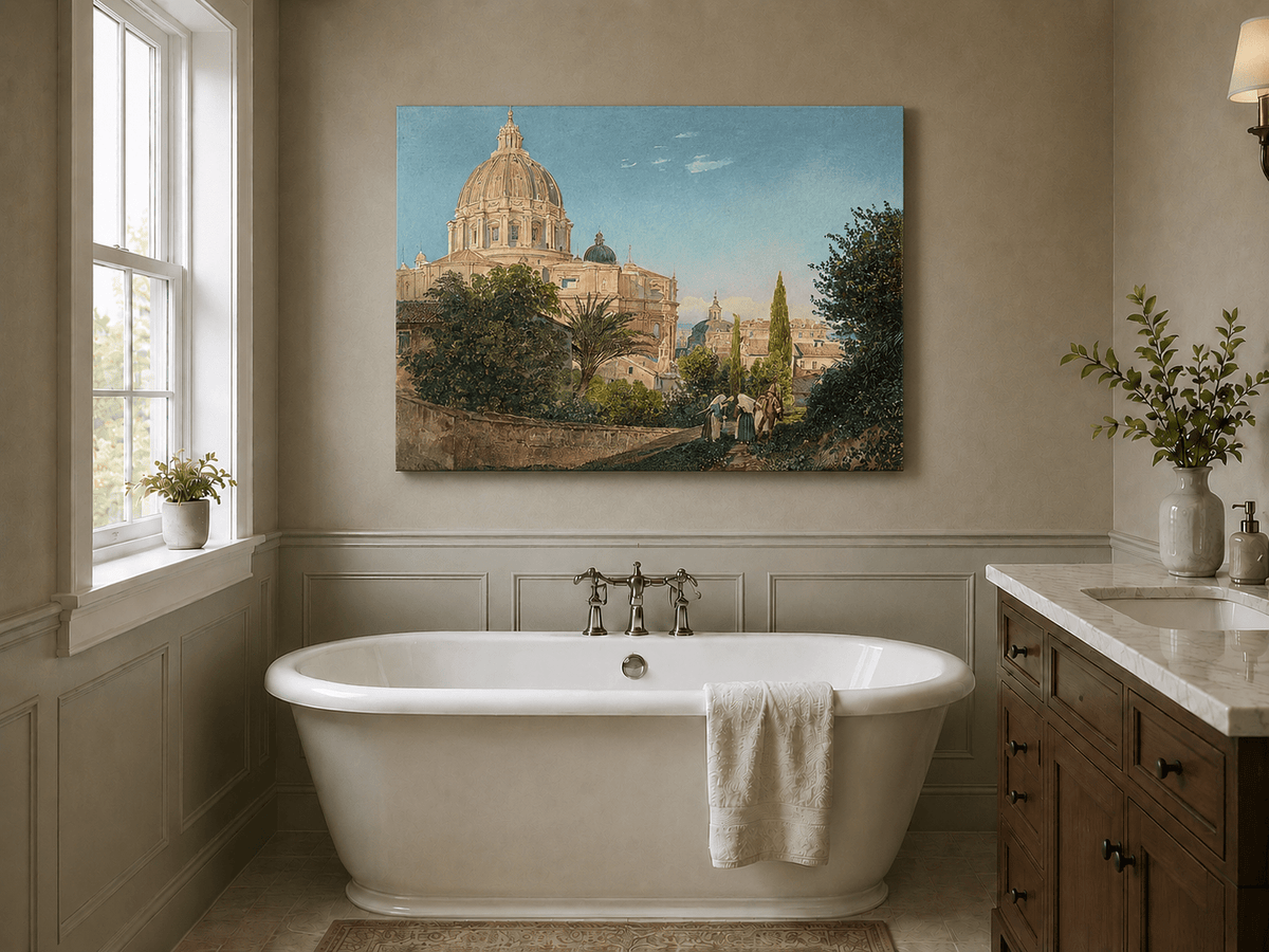 Landscape Oil Painting - St Peter’s Dome and Vatican Garden