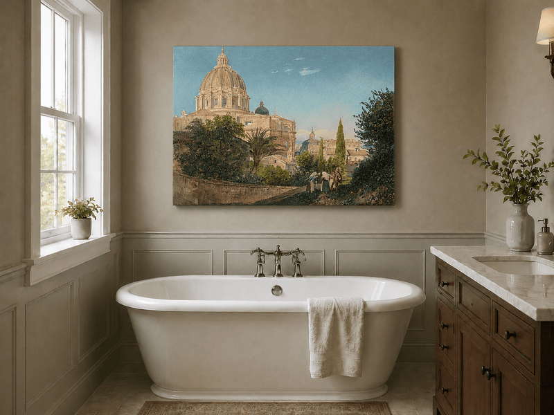 Landscape Oil Painting - St Peter’s Dome and Vatican Garden