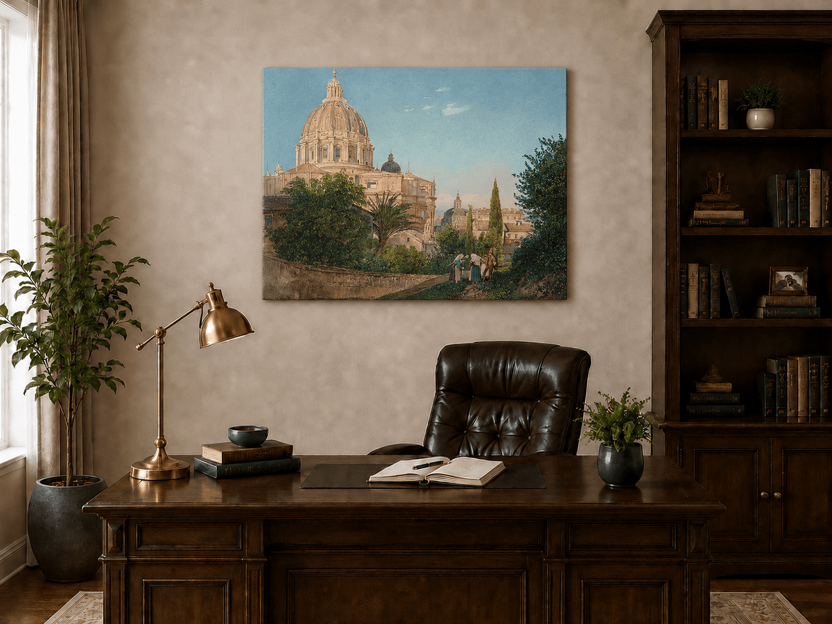 Landscape Oil Painting - St Peter’s Dome and Vatican Garden