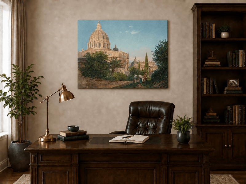 Landscape Oil Painting - St Peter’s Dome and Vatican Garden
