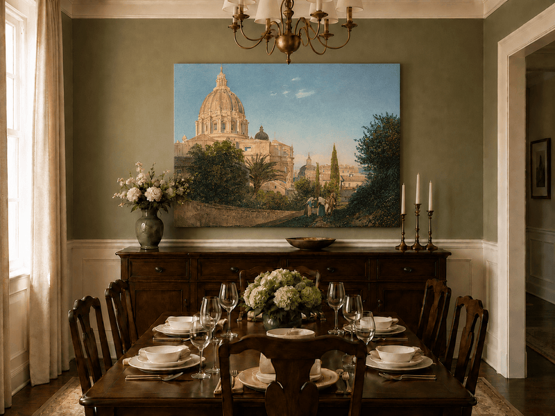 Landscape Oil Painting - St Peter’s Dome and Vatican Garden