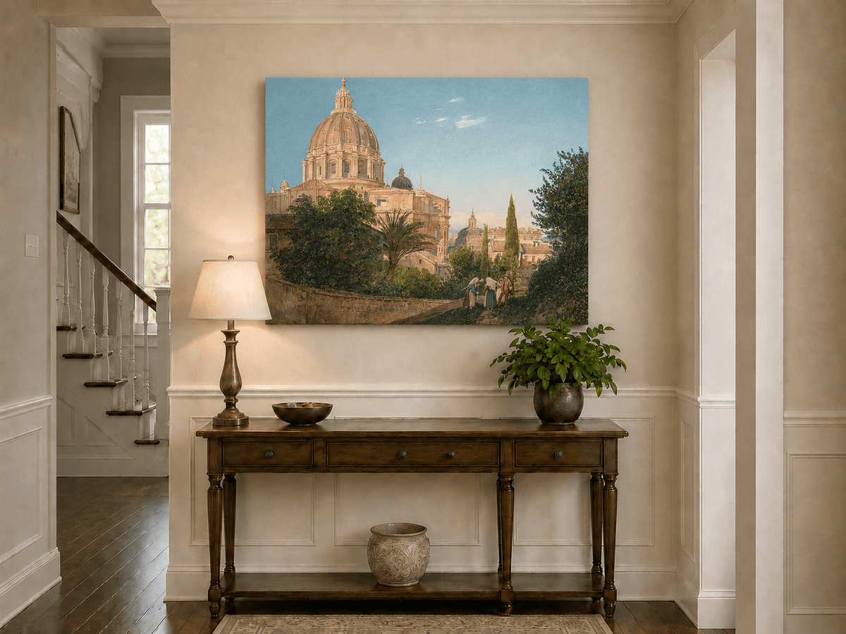 Landscape Oil Painting - St Peter’s Dome and Vatican Garden