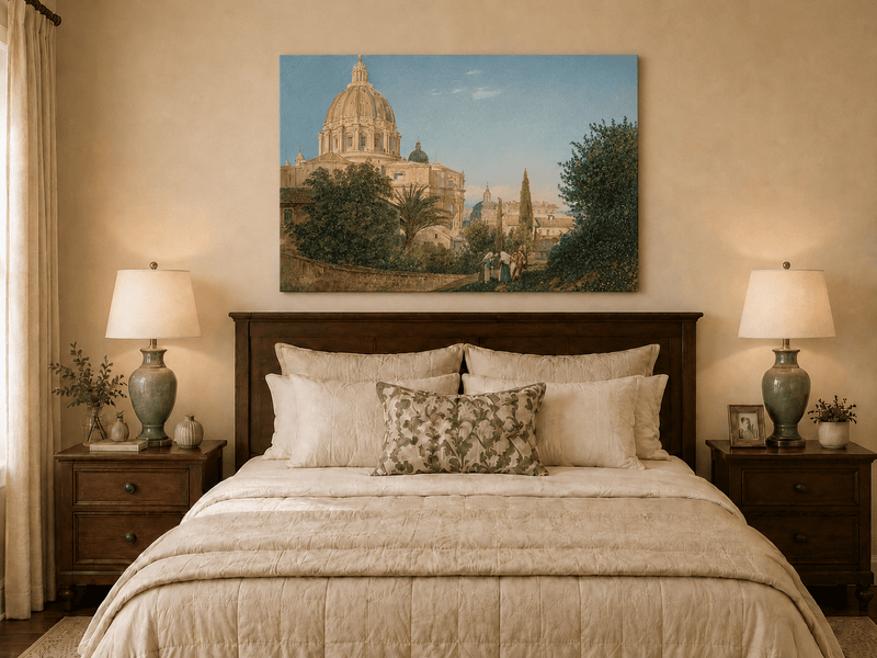 Landscape Oil Painting - St Peter’s Dome and Vatican Garden