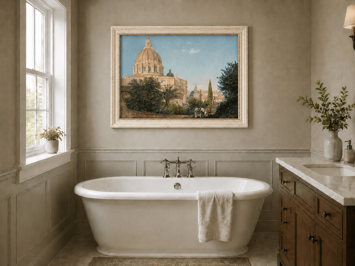 Landscape Oil Painting - St Peter’s Dome and Vatican Garden