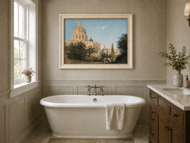 Landscape Oil Painting - St Peter’s Dome and Vatican Garden