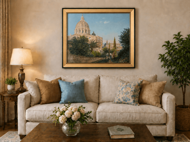 Landscape Oil Painting - St Peter’s Dome and Vatican Garden