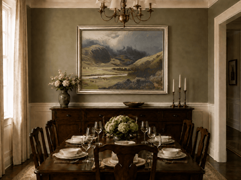 Landscape Oil Painting - Storm Clouds Over Highland Valley Cattle
