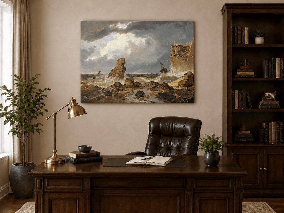 Landscape Oil Painting - Stormy Coastal Seascape
