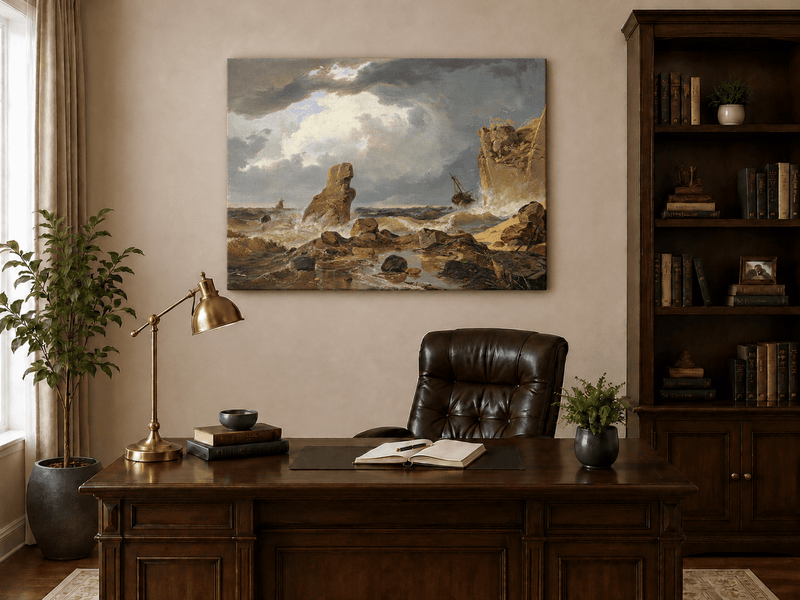 Landscape Oil Painting - Stormy Coastal Seascape
