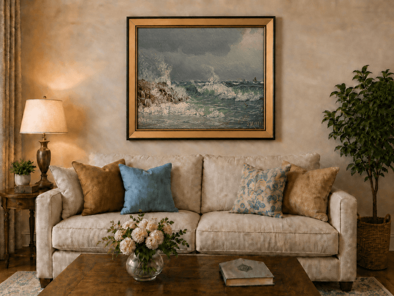 Landscape Oil Painting - Stormy Sea Crashing Waves - Hand-Painted