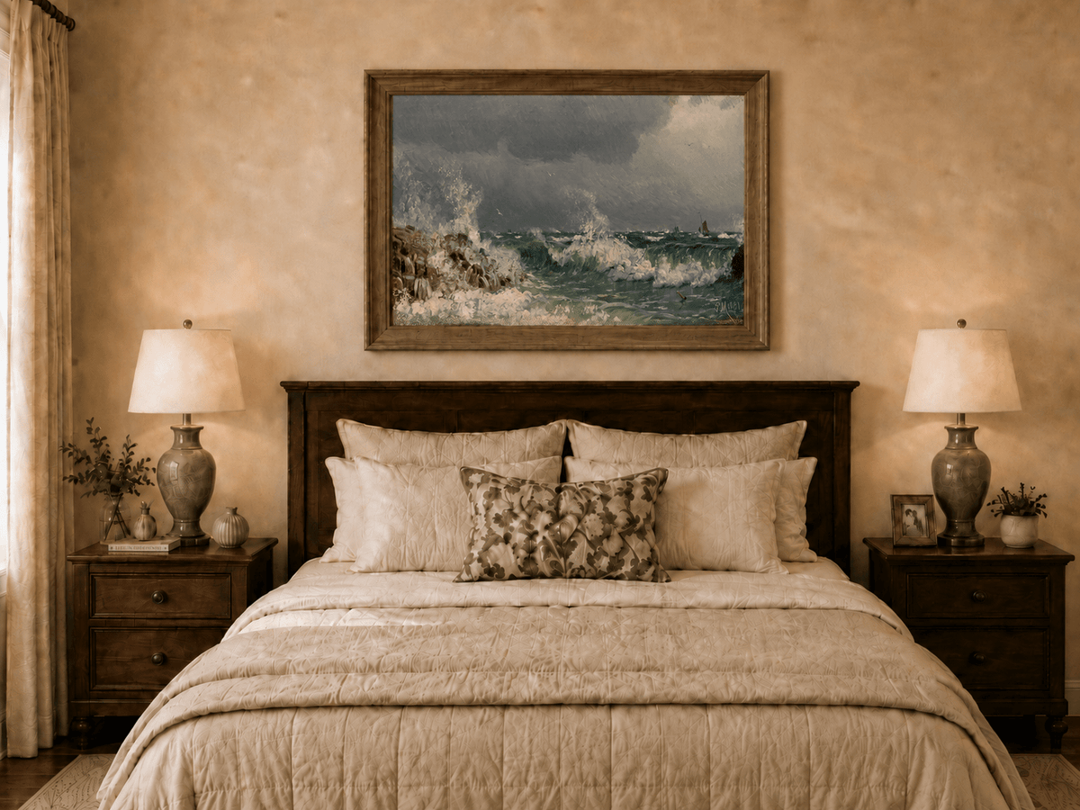 Landscape Oil Painting - Stormy Sea Crashing Waves - Hand-Painted