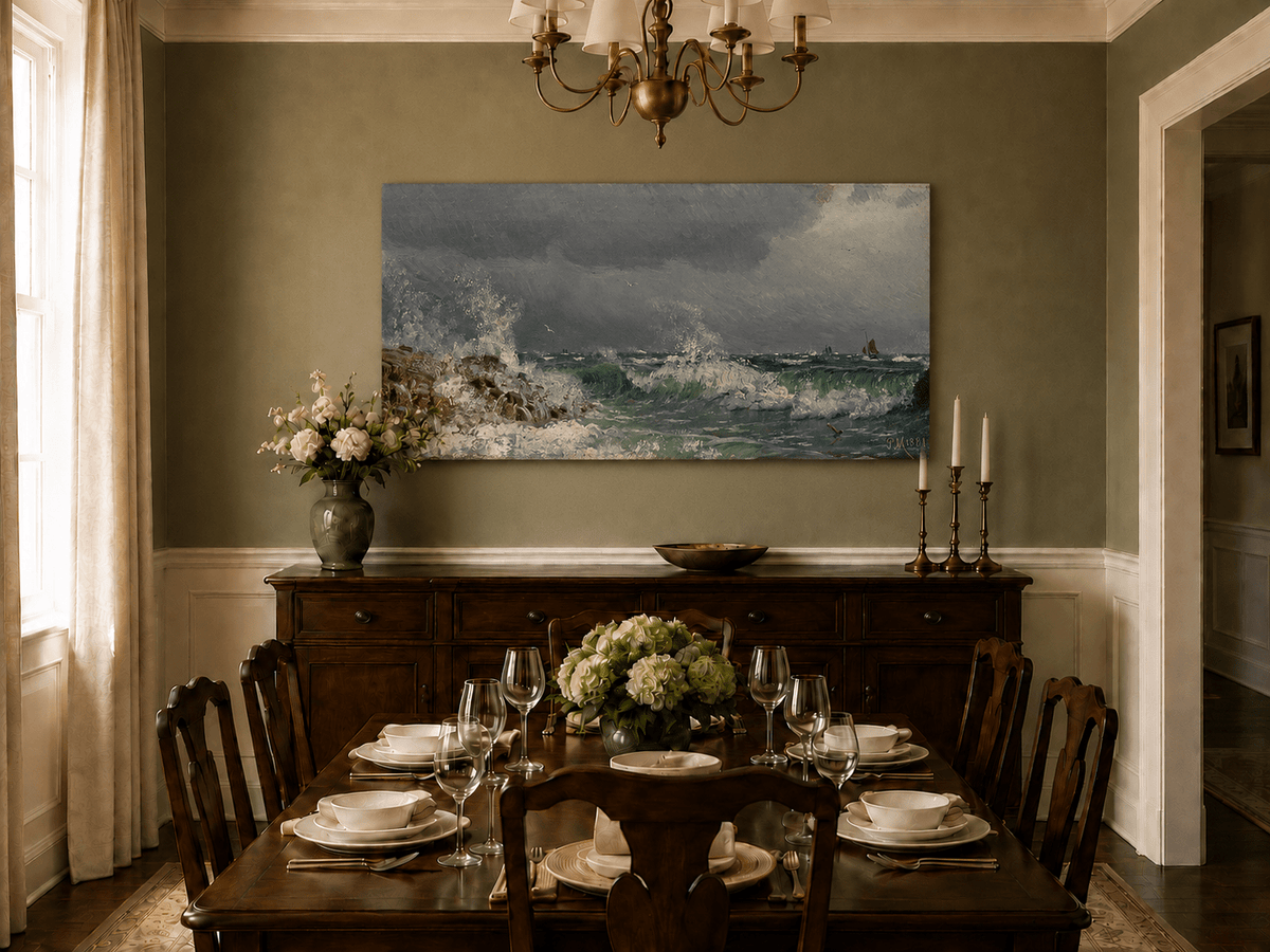 Landscape Oil Painting - Stormy Sea Crashing Waves - Hand-Painted
