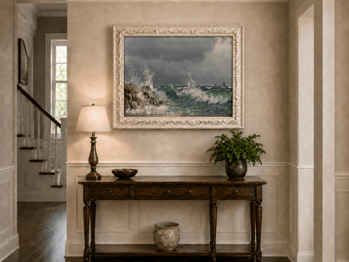 Landscape Oil Painting - Stormy Sea Crashing Waves - Hand-Painted
