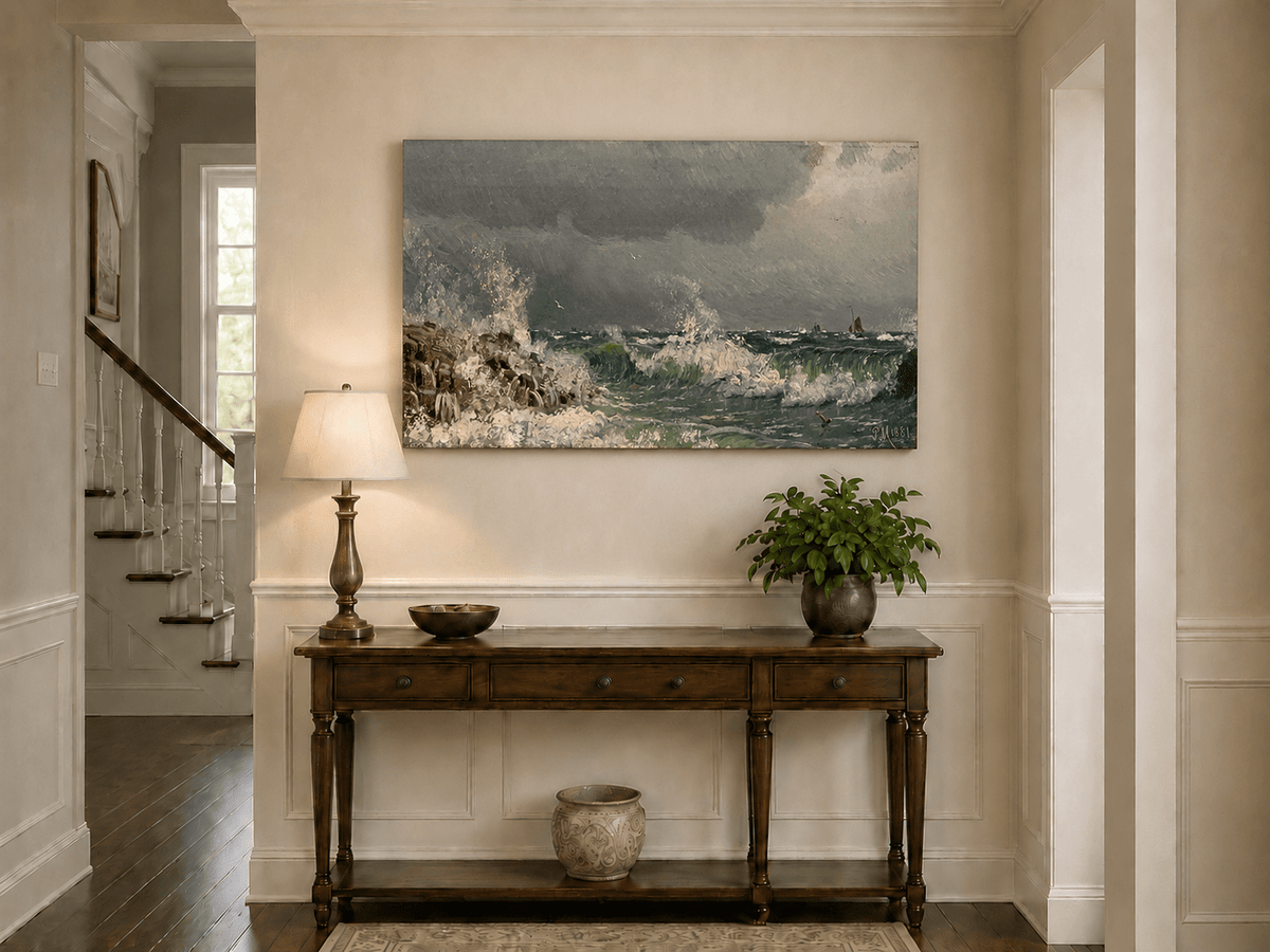 Landscape Oil Painting - Stormy Sea Crashing Waves - Hand-Painted