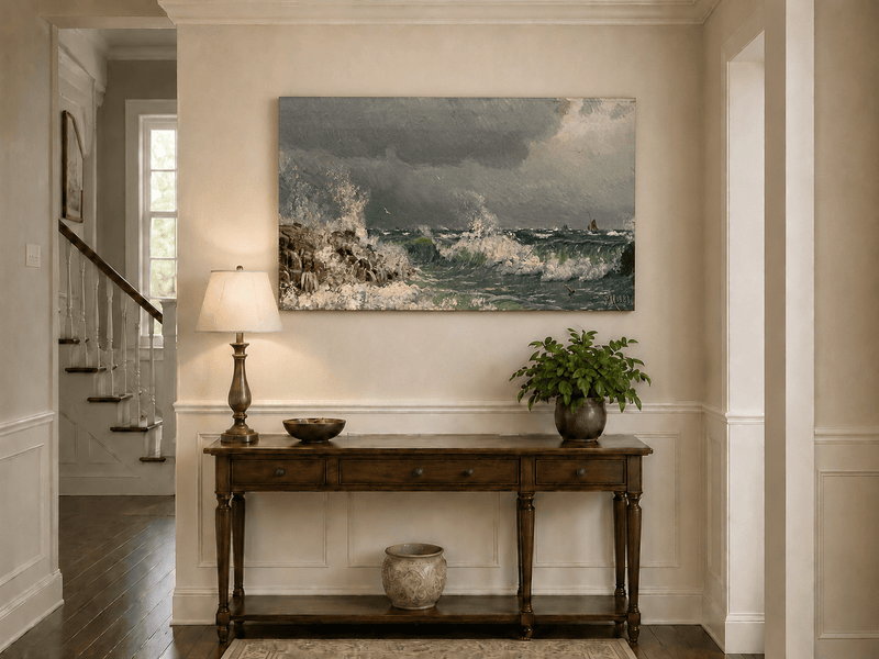 Landscape Oil Painting - Stormy Sea Crashing Waves - Hand-Painted