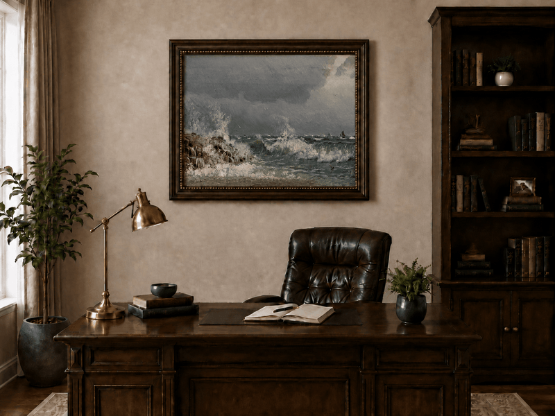 Landscape Oil Painting - Stormy Sea Crashing Waves - Hand-Painted