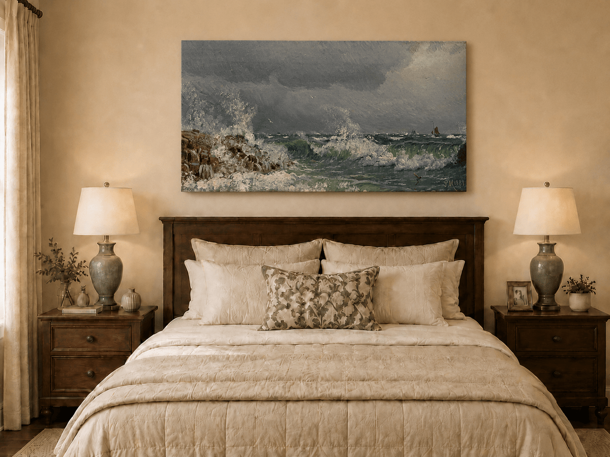 Landscape Oil Painting - Stormy Sea Crashing Waves - Hand-Painted