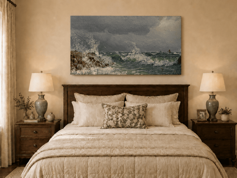 Landscape Oil Painting - Stormy Sea Crashing Waves - Hand-Painted