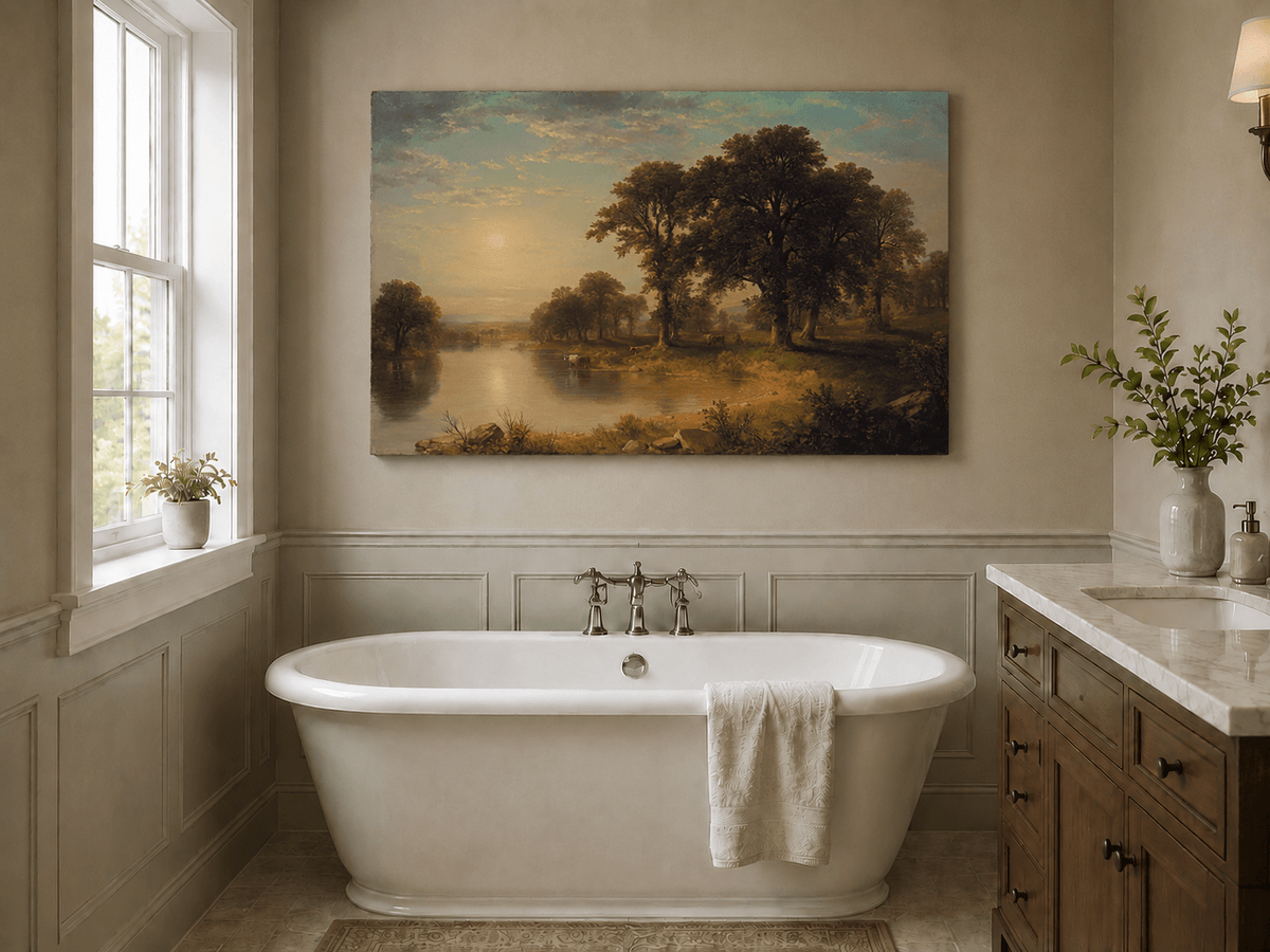 Peinture à l'huile de paysage - Tableau mural d'après-midi d'été