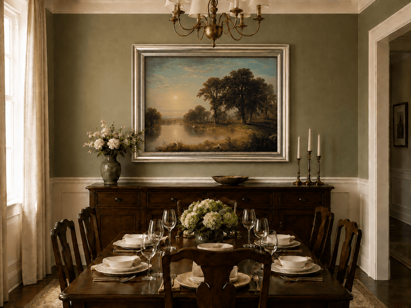Peinture à l'huile de paysage - Tableau mural d'après-midi d'été